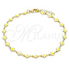 Tobillera Elegante 03.386.0009.10 Oro Laminado, Diseño de Trébol de Cuatro Hojas, Esmaltado Blanco, Tono Dorado (06 MM Thickness, 10 Inches Length)