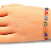 Pulsera Elegante 03.386.0010.07 Oro Laminado, Diseño de Mariposa, Esmaltado Multicolor, Tono Dorado (06 MM Thickness, 7 Inches Length)