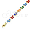 Pulsera Elegante 03.386.0010.07 Oro Laminado, Diseño de Mariposa, Esmaltado Multicolor, Tono Dorado (06 MM Thickness, 7 Inches Length)