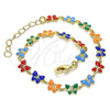 Pulsera Elegante 03.386.0010.07 Oro Laminado, Diseño de Mariposa, Esmaltado Multicolor, Tono Dorado (06 MM Thickness, 7 Inches Length)