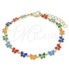 Pulsera Elegante 03.386.0010.07 Oro Laminado, Diseño de Mariposa, Esmaltado Multicolor, Tono Dorado (06 MM Thickness, 7 Inches Length)