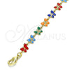 Tobillera Elegante 03.386.0010.10 Oro Laminado, Diseño de Mariposa, Esmaltado Multicolor, Tono Dorado (06 MM Thickness, 10 Inches Length)