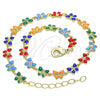 Tobillera Elegante 03.386.0010.10 Oro Laminado, Diseño de Mariposa, Esmaltado Multicolor, Tono Dorado (06 MM Thickness, 10 Inches Length)