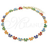 Tobillera Elegante 03.386.0010.10 Oro Laminado, Diseño de Mariposa, Esmaltado Multicolor, Tono Dorado (06 MM Thickness, 10 Inches Length)