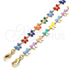 Tobillera Elegante 03.386.0010.10 Oro Laminado, Diseño de Mariposa, Esmaltado Multicolor, Tono Dorado (06 MM Thickness, 10 Inches Length)