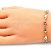 Pulsera Elegante 03.386.0011.07 Oro Laminado, Diseño de Elefante, Esmaltado Multicolor, Tono Dorado (07 MM Thickness, 7 Inches Length)