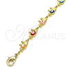 Pulsera Elegante 03.386.0011.07 Oro Laminado, Diseño de Elefante, Esmaltado Multicolor, Tono Dorado (07 MM Thickness, 7 Inches Length)