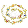 Pulsera Elegante 03.386.0011.07 Oro Laminado, Diseño de Elefante, Esmaltado Multicolor, Tono Dorado (07 MM Thickness, 7 Inches Length)
