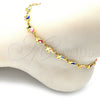 Tobillera Elegante 03.386.0011.10 Oro Laminado, Diseño de Elefante, Esmaltado Multicolor, Tono Dorado (07 MM Thickness, 10 Inches Length)