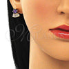 Arete Dormilona 02.346.0008.1 Oro Laminado, Diseño de Baguette, con Amatista and Blanca Zirconia Cubica, Pulido, Tono Dorado