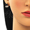 Arete Dormilona 02.346.0008.2 Oro Laminado, Diseño de Baguette, con Zafiro Azul and Blanca Zirconia Cubica, Pulido, Tono Dorado