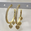 Arete Dormilona 02.341.0111 Oro Laminado, Diseño de Corazón, con Blanca Micro Pave, Pulido, Tono Dorado