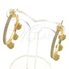 Arete Dormilona 02.341.0111 Oro Laminado, Diseño de Corazón, con Blanca Micro Pave, Pulido, Tono Dorado