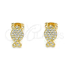 Arete Dormilona 02.213.0265 Oro Laminado, Diseño de Pescado, con Blanca Micro Pave, Pulido, Tono Dorado