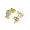 Arete Dormilona 02.213.0265 Oro Laminado, Diseño de Pescado, con Blanca Micro Pave, Pulido, Tono Dorado