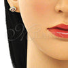Arete Dormilona 02.213.0267 Oro Laminado, Diseño de Ojo Griego, con Blanca Zirconia Cubica, Esmaltado Rojo, Tono Dorado