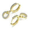 Argolla Huggie 02.316.0072.15 Oro Laminado, Diseño de Corazón, con Blanca Micro Pave, Pulido, Tono Dorado