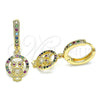 Argolla Huggie 02.316.0075.15 Oro Laminado, Diseño de Búho, con Multicolor Micro Pave, Pulido, Tono Dorado