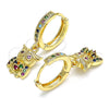 Argolla Huggie 02.316.0076.15 Oro Laminado, Diseño de Búho, con Multicolor Micro Pave, Pulido, Tono Dorado