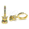 Argolla Huggie 02.316.0076.15 Oro Laminado, Diseño de Búho, con Multicolor Micro Pave, Pulido, Tono Dorado