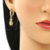 Argolla Huggie 02.316.0078.15 Oro Laminado, Diseño de Pina, con Multicolor Micro Pave, Pulido, Tono Dorado