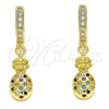 Argolla Huggie 02.316.0078.15 Oro Laminado, Diseño de Pina, con Multicolor Micro Pave, Pulido, Tono Dorado