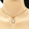 Juego de Arete y Dije de Adulto 10.284.0014.1 Oro Laminado, Diseño de Tortuga, con Blanca Micro Pave, Pulido, Tono Dorado