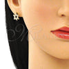 Juego de Arete y Dije de Adulto 10.284.0014.1 Oro Laminado, Diseño de Tortuga, con Blanca Micro Pave, Pulido, Tono Dorado