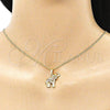 Juego de Arete y Dije de Adulto 10.284.0015.1 Oro Laminado, Diseño de Elefante, con Multicolor Micro Pave, Pulido, Tono Dorado