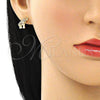 Juego de Arete y Dije de Adulto 10.284.0015.1 Oro Laminado, Diseño de Elefante, con Multicolor Micro Pave, Pulido, Tono Dorado