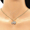 Juego de Arete y Dije de Adulto 10.284.0019 Oro Laminado, Diseño de Elefante, con Blanca Micro Pave, Pulido, Tono Dorado