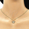 Juego de Arete y Dije de Adulto 10.284.0021 Oro Laminado, Diseño de Mariposa, con Multicolor Micro Pave, Pulido, Tono Dorado