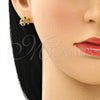 Juego de Arete y Dije de Adulto 10.284.0022 Oro Laminado, Diseño de Elefante, con Granate Micro Pave, Pulido, Tono Dorado