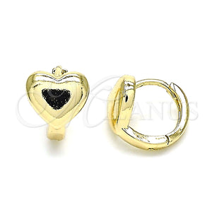 Argolla Huggie 02.213.0272.12 Oro Laminado, Diseño de Corazón, Pulido, Tono Dorado