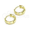 Argolla Huggie 02.213.0276.12 Oro Laminado, Diseño de Manzana, Pulido, Tono Dorado
