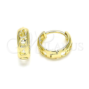 Argolla Huggie 02.213.0276.12 Oro Laminado, Diseño de Manzana, Pulido, Tono Dorado