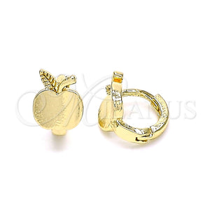 Argolla Huggie 02.213.0278.10 Oro Laminado, Diseño de Manzana, Pulido, Tono Dorado