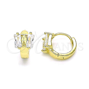 Argolla Huggie 02.213.0283.10 Oro Laminado, con Blanca Zirconia Cubica, Pulido, Tono Dorado
