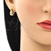 Argolla Huggie 02.213.0286.12 Oro Laminado, Diseño de Flor, con Blanca Micro Pave, Pulido, Tono Dorado