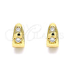 Argolla Huggie 02.213.0286.12 Oro Laminado, Diseño de Flor, con Blanca Micro Pave, Pulido, Tono Dorado