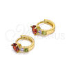 Argolla Huggie 02.213.0287.12 Oro Laminado, con Multicolor Zirconia Cubica, Pulido, Tono Dorado