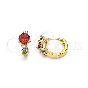 Argolla Huggie 02.213.0287.12 Oro Laminado, con Multicolor Zirconia Cubica, Pulido, Tono Dorado