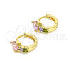 Argolla Huggie 02.213.0287.1.12 Oro Laminado, con Multicolor Zirconia Cubica, Pulido, Tono Dorado