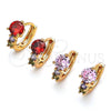 Argolla Huggie 02.213.0287.1.12 Oro Laminado, con Multicolor Zirconia Cubica, Pulido, Tono Dorado