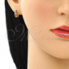 Argolla Huggie 02.213.0288.10 Oro Laminado, con Multicolor Zirconia Cubica, Pulido, Tono Dorado