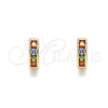 Argolla Huggie 02.213.0288.10 Oro Laminado, con Multicolor Zirconia Cubica, Pulido, Tono Dorado