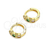 Argolla Huggie 02.213.0289.10 Oro Laminado, con Multicolor Zirconia Cubica, Pulido, Tono Dorado