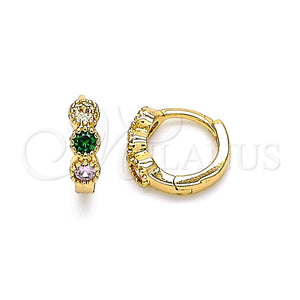 Argolla Huggie 02.213.0289.10 Oro Laminado, con Multicolor Zirconia Cubica, Pulido, Tono Dorado
