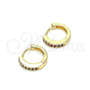 Argolla Huggie 02.213.0290.10 Oro Laminado, con Rubi Micro Pave, Pulido, Tono Dorado