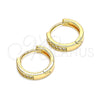 Argolla Huggie 02.213.0291.12 Oro Laminado, con Blanca Micro Pave, Pulido, Tono Dorado